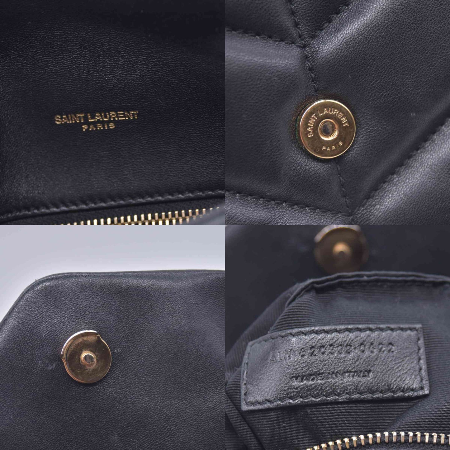 $2490 2022 Saint Laurent Lambskin Quilted Toy Loulou Puffer Monogram Chain Satchel Black