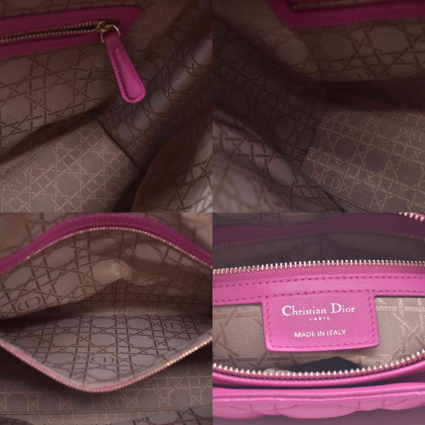 $7000 Christian Dior Lambskin Cannage Large Lady Dior Fuchsia CONSIGNMENT