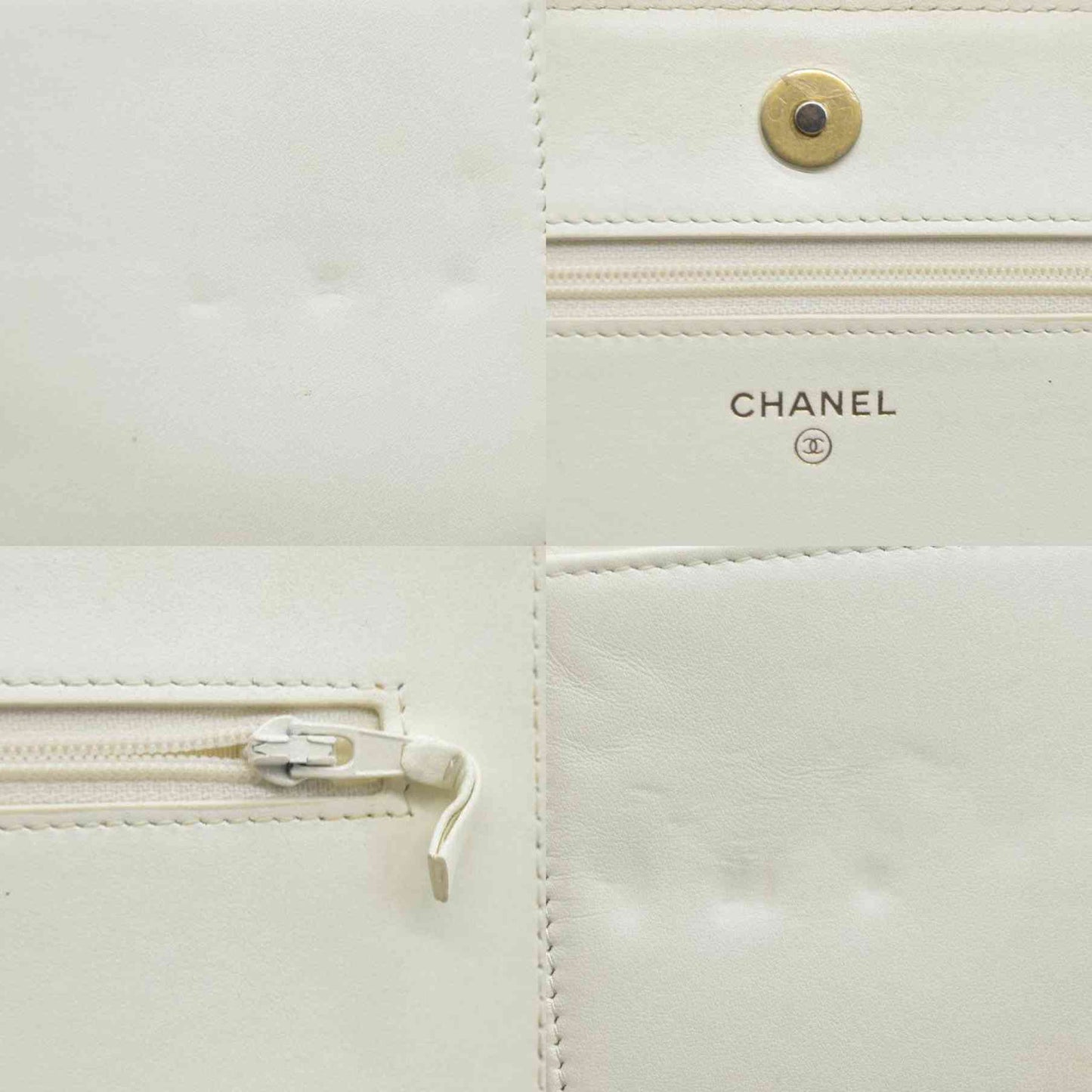 $3425 Chanel Caviar Quilted Boy Wallet On Chain WOC White
