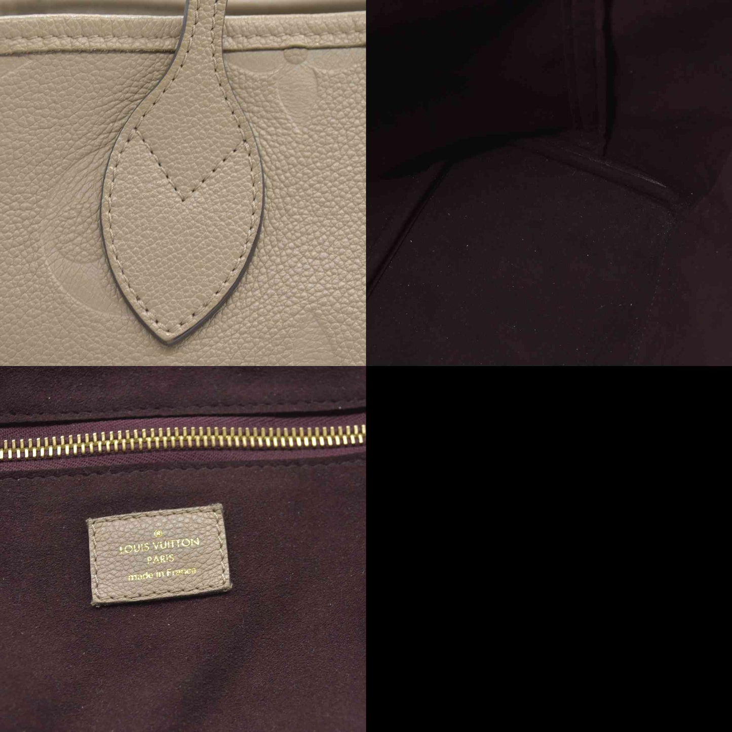 AUCTION $2710 Louis Vuitton  Empreinte Monogram Giant Neverfull MM Tourterelle Tote