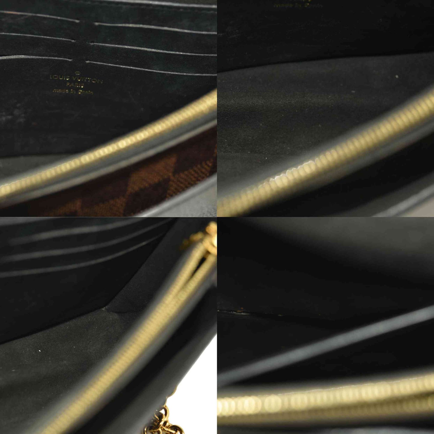 Louis Vuitton  Damier Ebene Vavin Chain Wallet Black