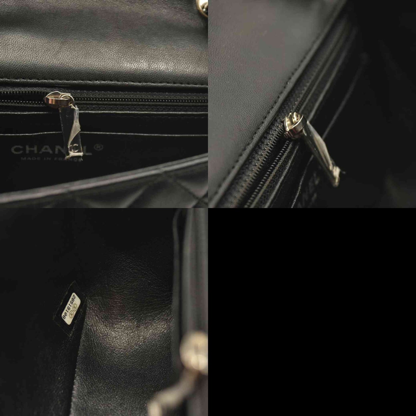 CHANEL Lambskin Quilted Mini Rectangular Flap Black  28******