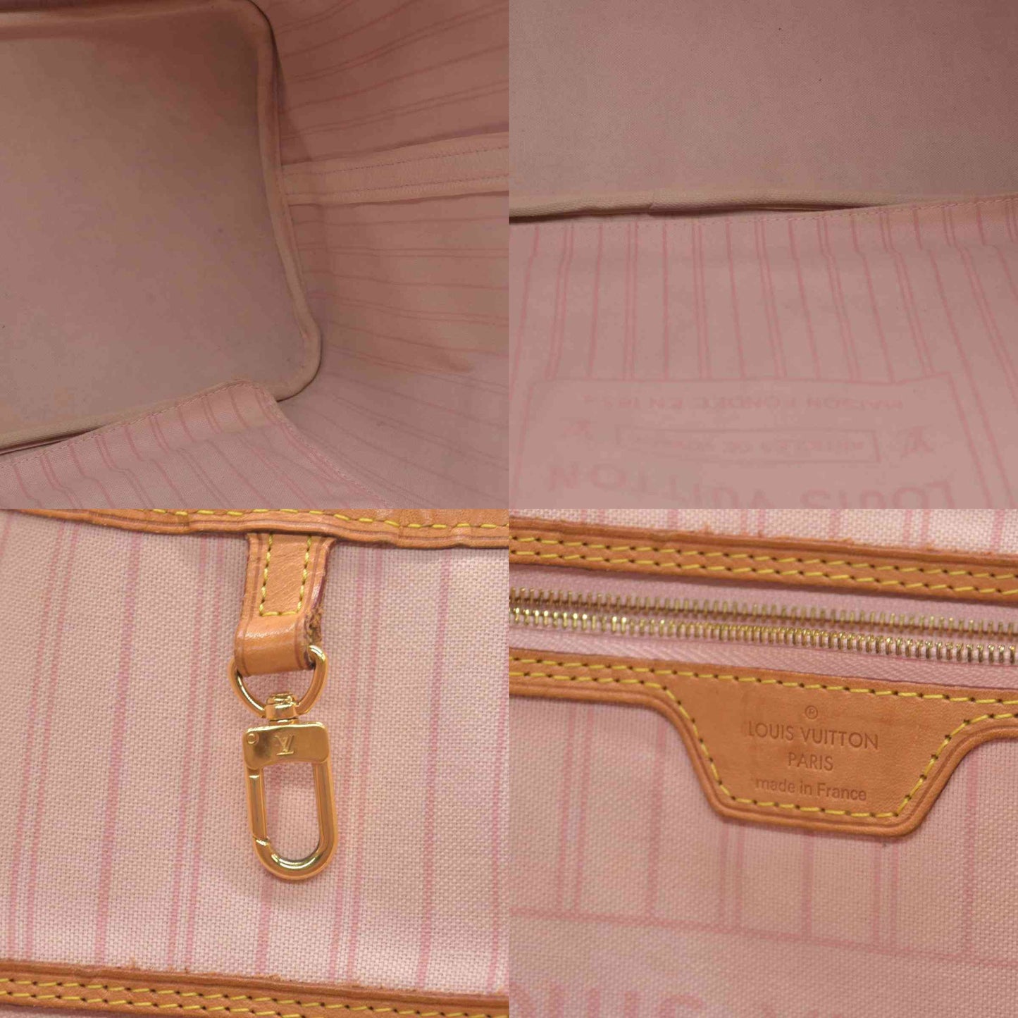 $2240 Louis Vuitton Damier Azur Rose Ballerine Neverfull GM FL4188
