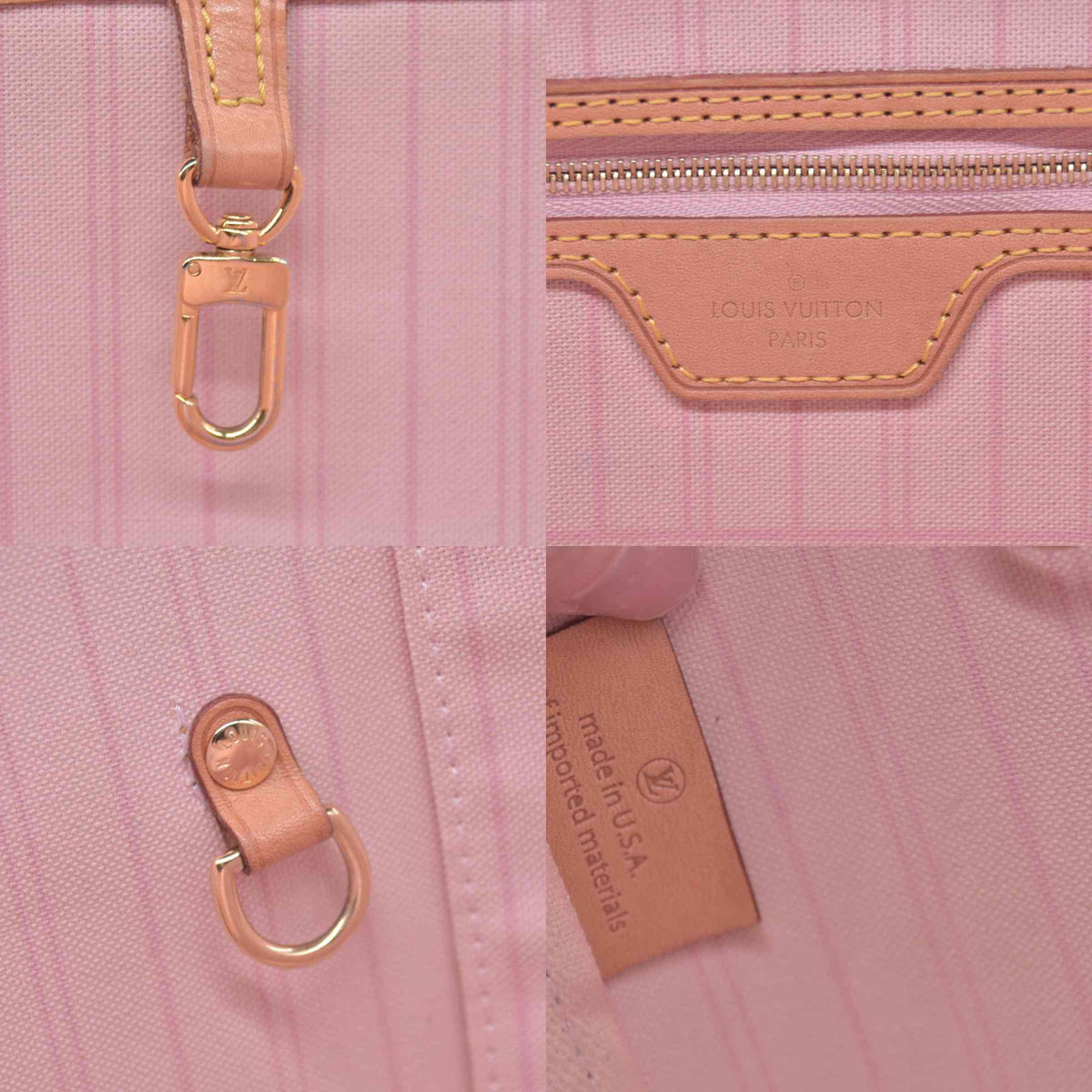 $2240 2018 Louis Vuitton Damier Azur Neverfull MM Rose Ballerine with Pouch 10021297