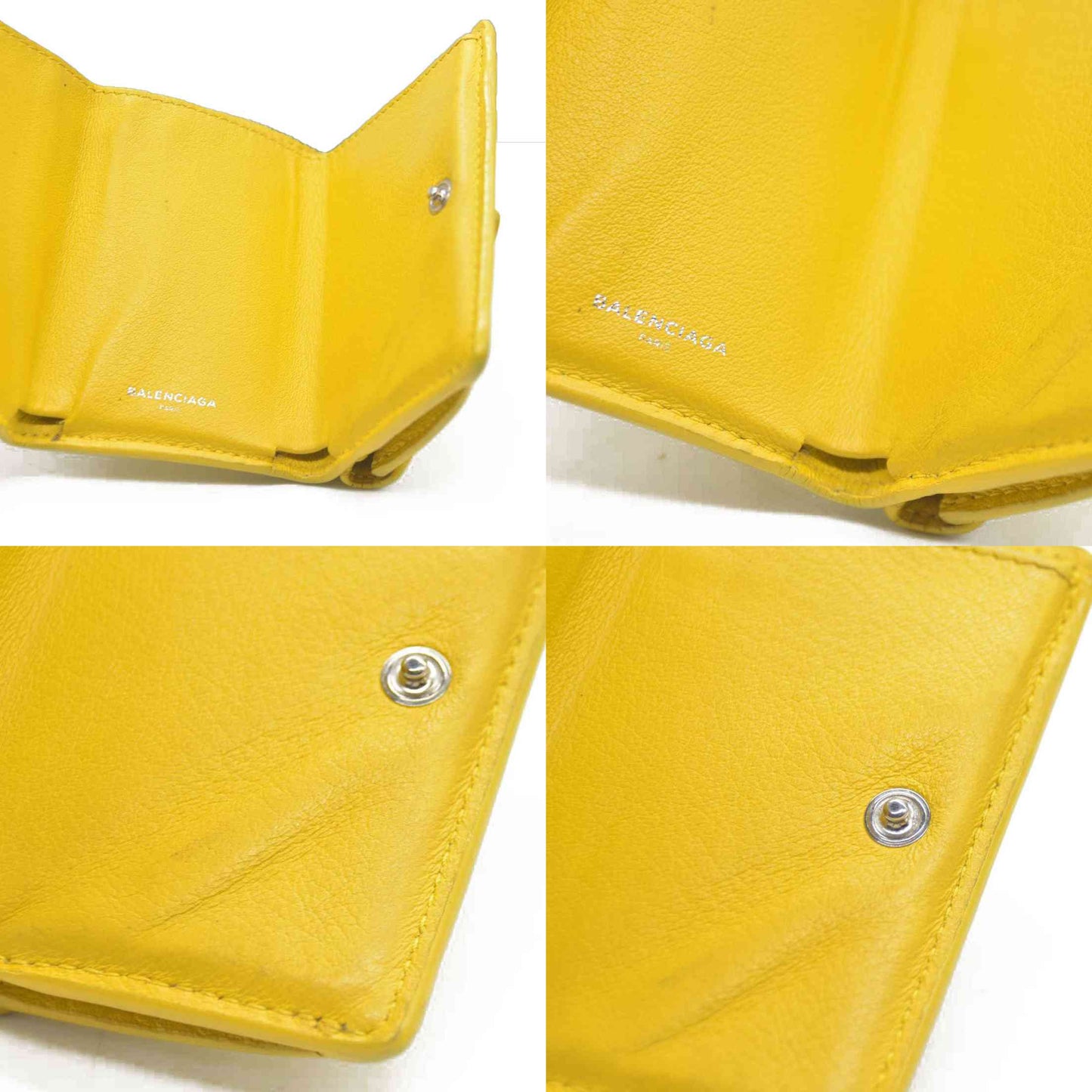 BALENCIAGA Everyday Mini Papier Leather Trifold Wallet Yellow