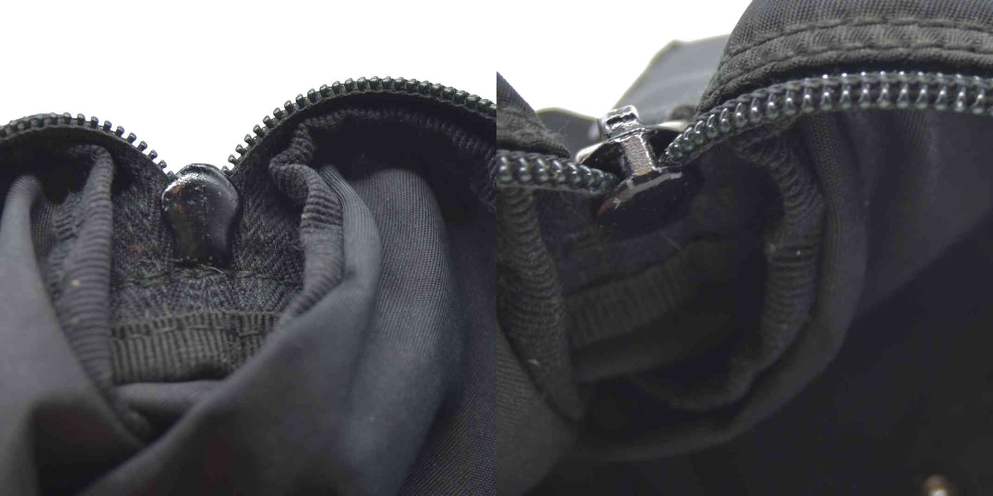 PRADA Logo Plate Nylon Cosmetic Pouch Bag Black