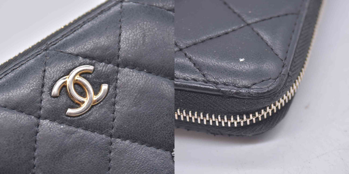 $1150 2018 Chanel 18K Lucky Charms Zip Around Long Wallet Black 10021056