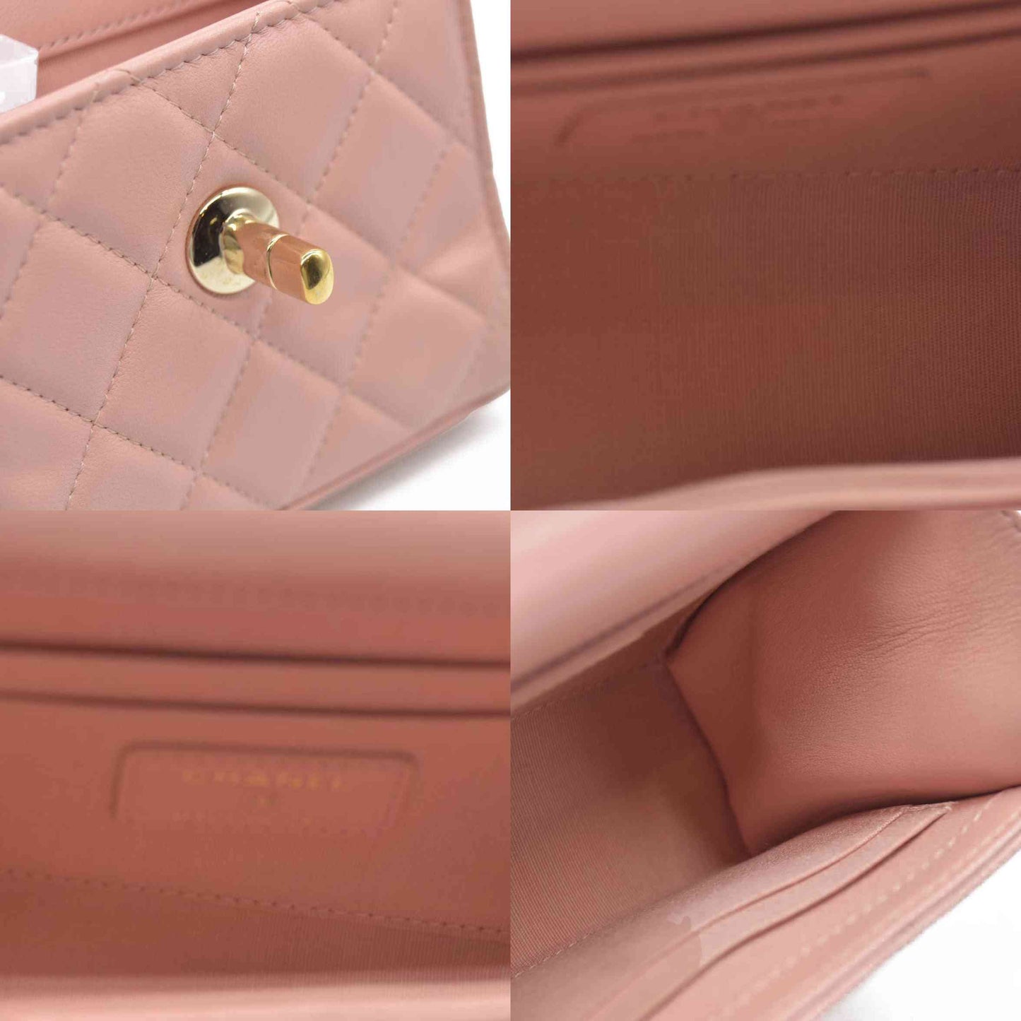$2900 Chanel Lambskin Quilted Mini Trendy CC Clutch With Chain Light Pink