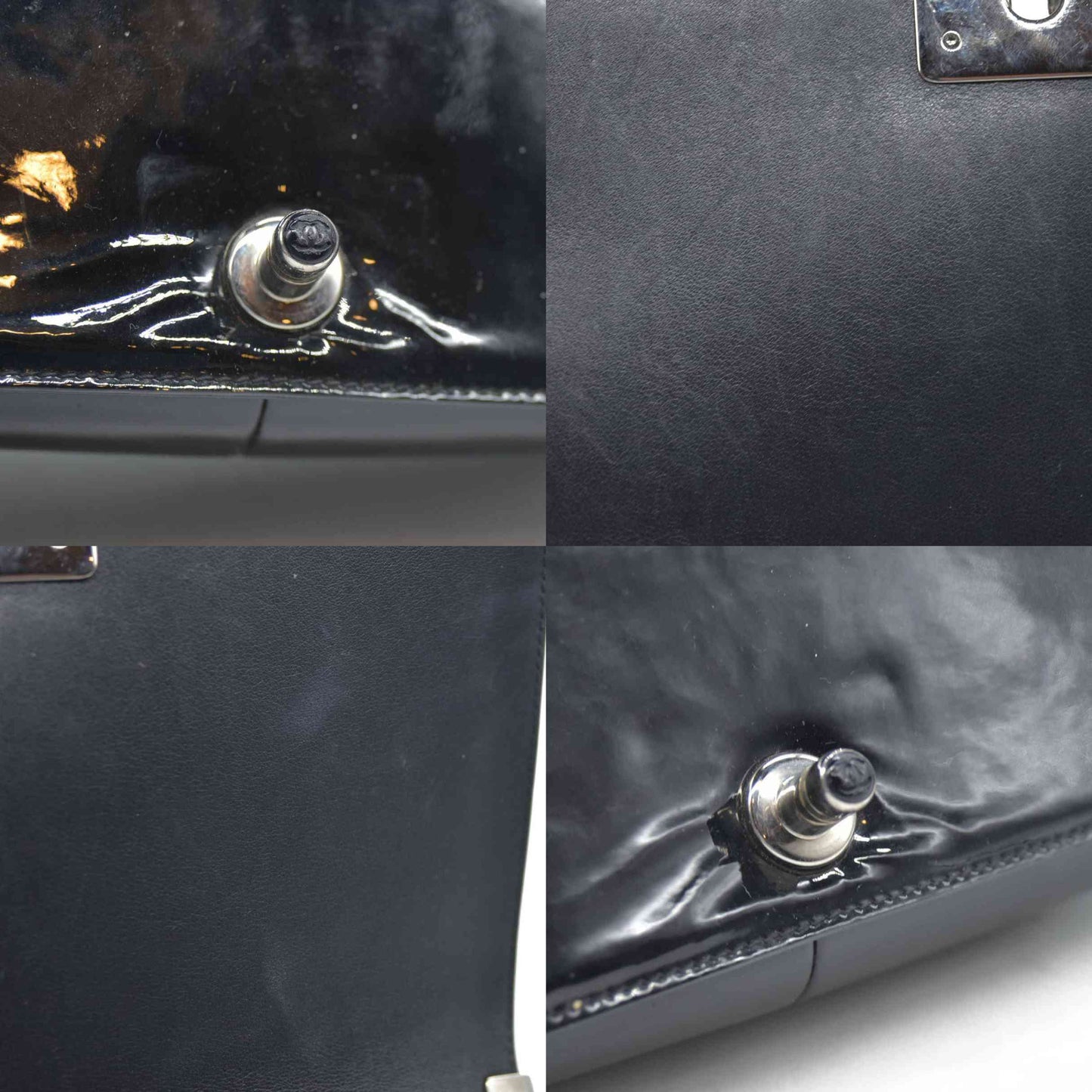 Chanel  Patent Calfskin Quilted Medium Plexiglass Boy Flap Black