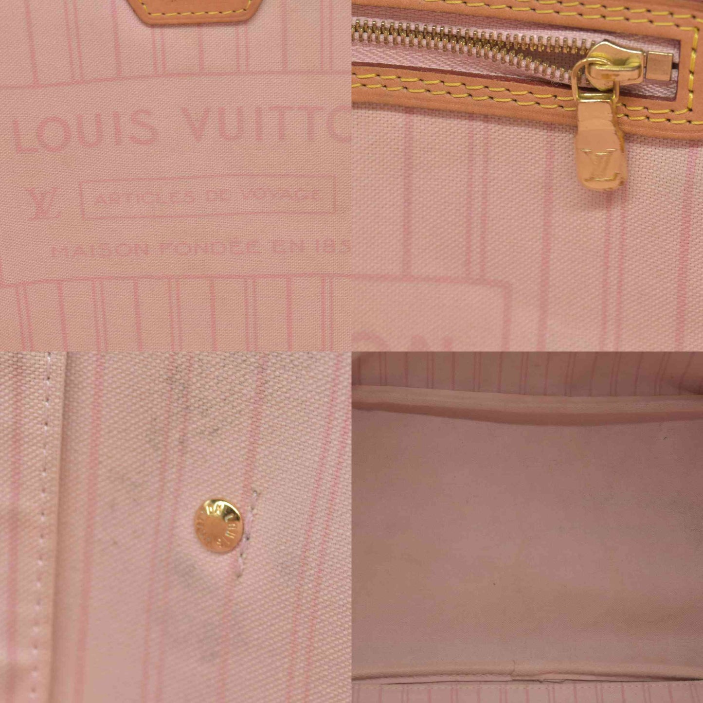 $2170 Louis Vuitton Damier Azur Neo Neverfull MM Rose Ballerine RFID