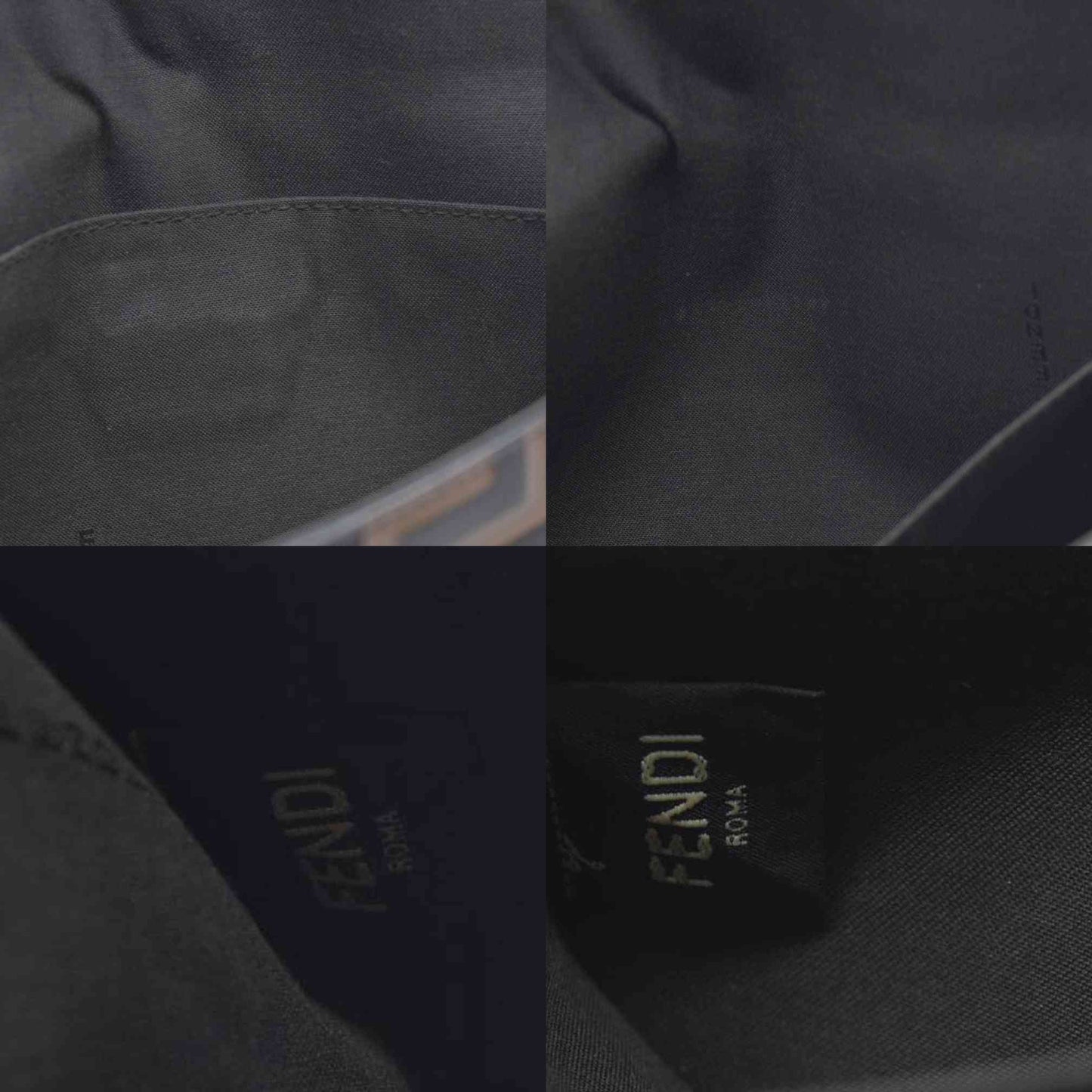 $1600 Fendi Vitello Soft F is Fendi Bi-Color FF 1974 Embossed Envelope Wallet On Chain with Pouches Maya Black