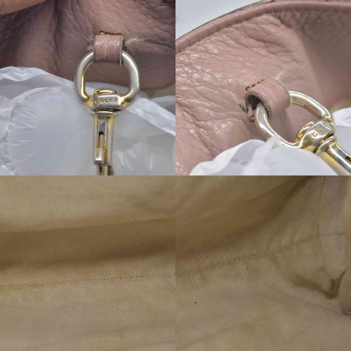 $1980 Gucci Pebbled Calfskin Medium Soho Chain Shoulder Bag Antique Rose