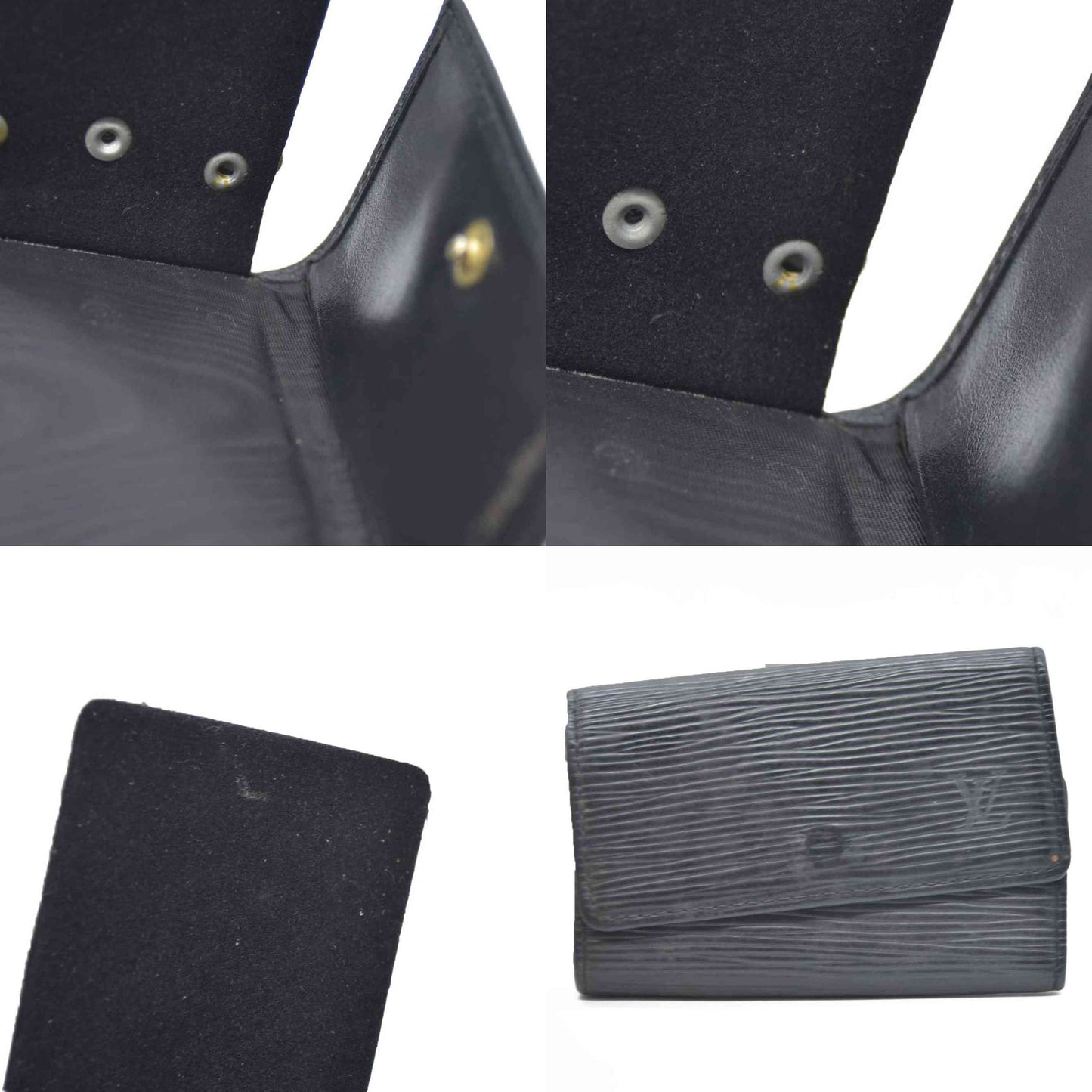 Yves Saint Laurent YSL Logo Leather 6 Ring Key Case Black