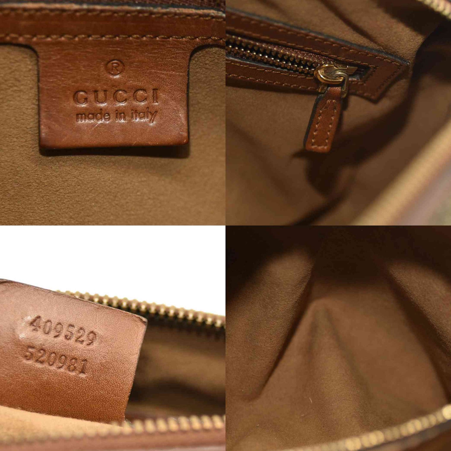 Gucci  GG Supreme Monogram Cuoio Toscano Small Boston Beige Ebony Cuir