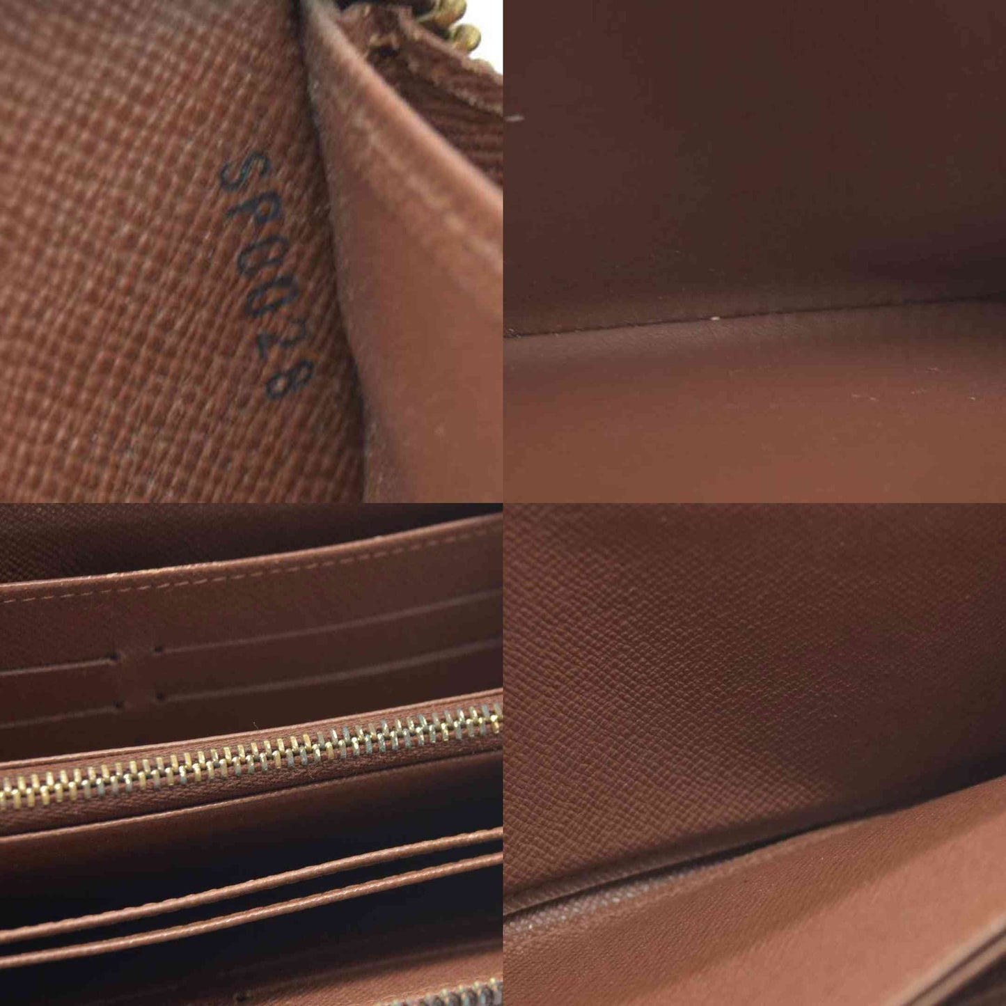 $915 Louis Vuitton Monogram Zippy Zip Around Long Wallet Purse Brown SP0028