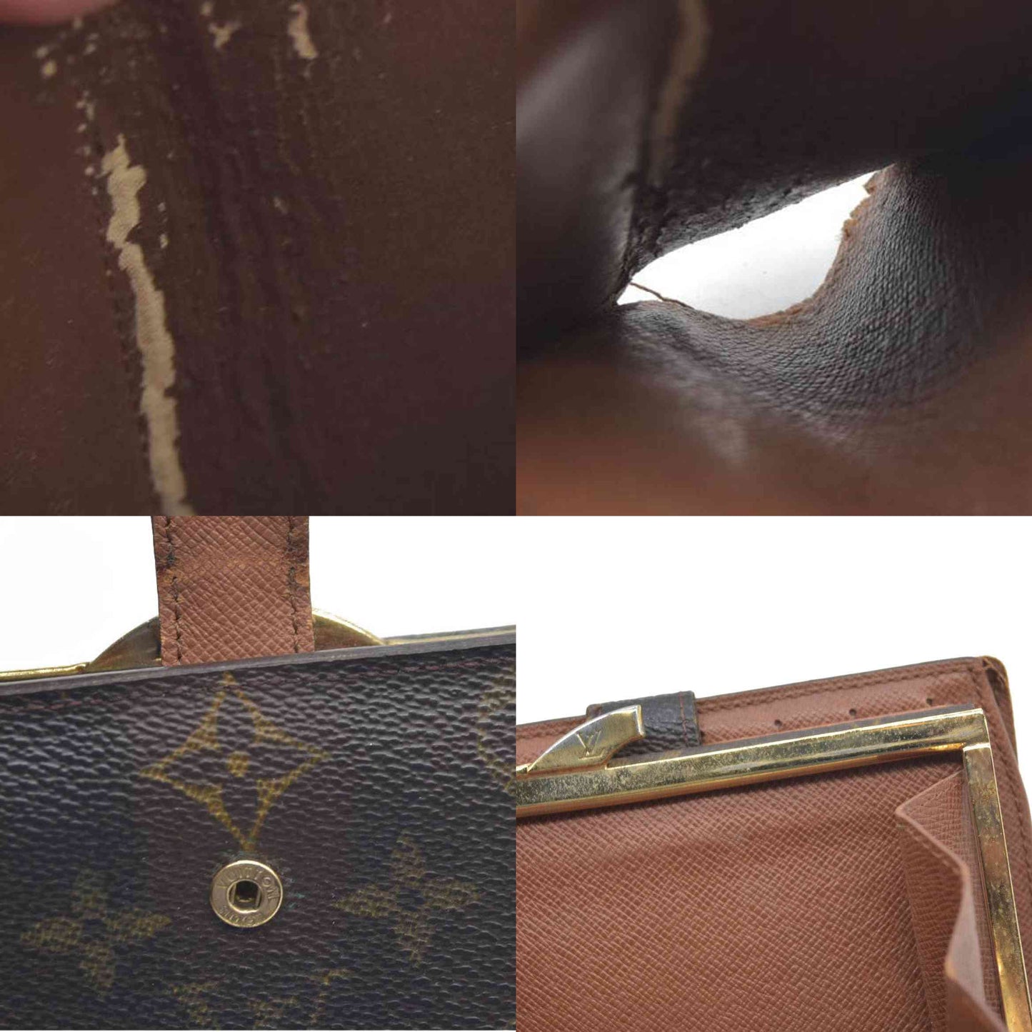$720 Louis Vuitton Monogram Kisslock French Purse MI0020
