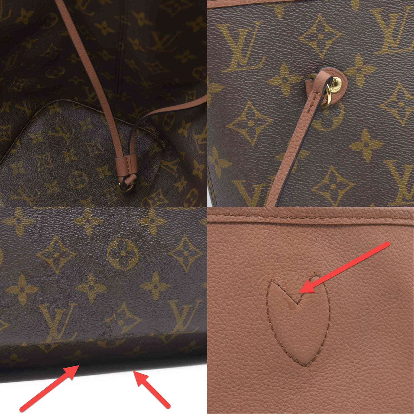 Louis Vuitton LV Monogram Neverfull Inside Out Brown Missing Pouch