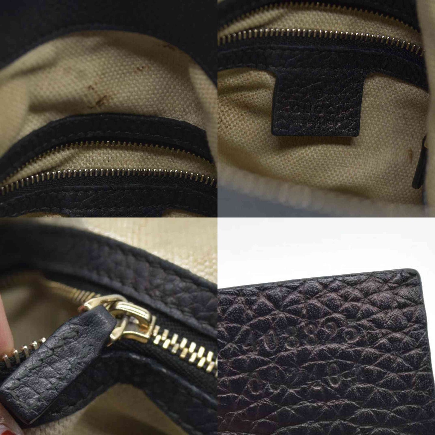 $1980 Gucci Pebbled Calfskin Large Soho Hobo Black GG