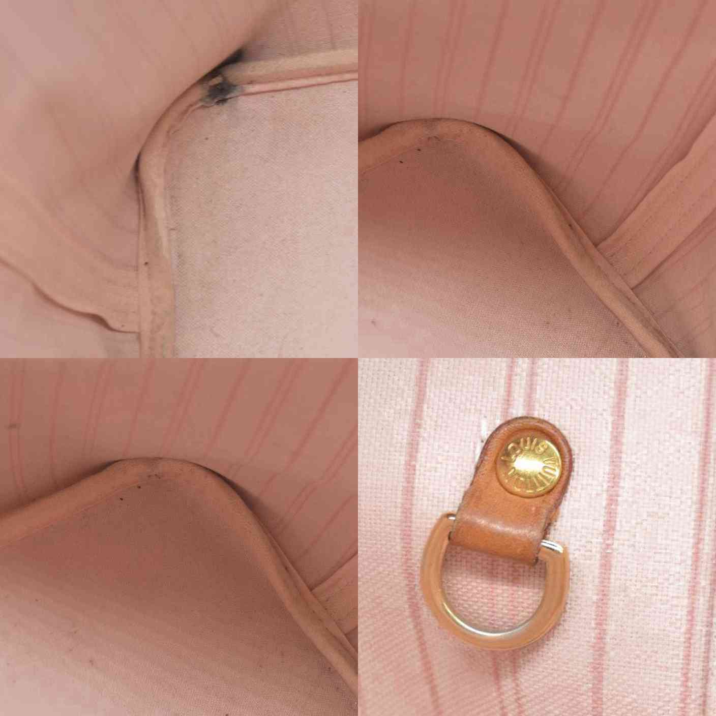 $2170 Louis Vuitton Damier Azur Neverfull MM Rose Ballerine