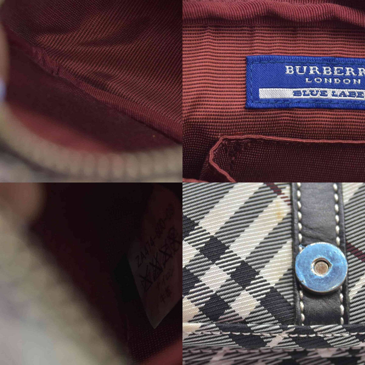 $1095 BURBERRY Nova Check Blue Label Shoulder Bag Nylon Blue CONSIGNMENT