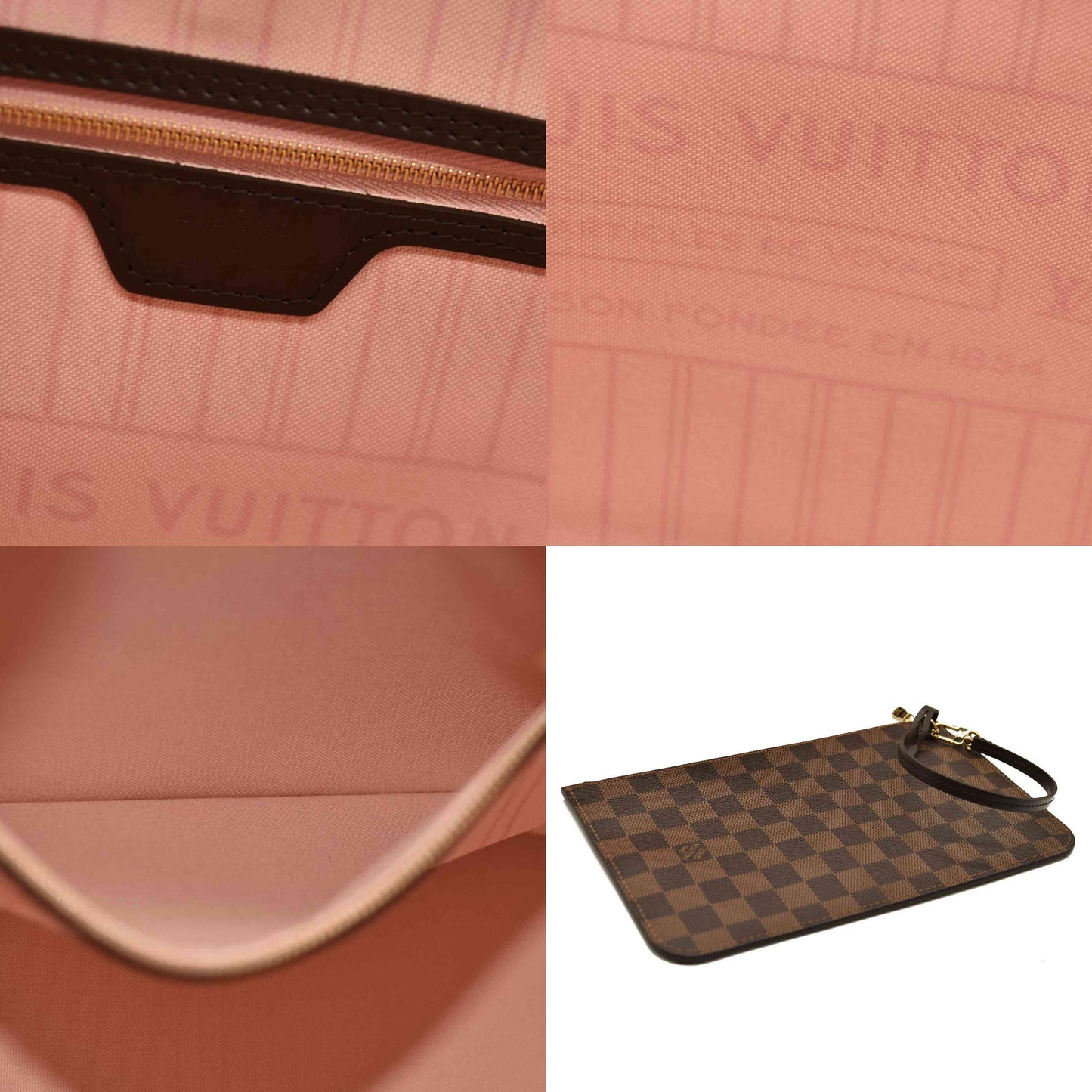 Louis Vuitton  Damier Ebene Neo Neverfull MM Rose Ballerine RFID