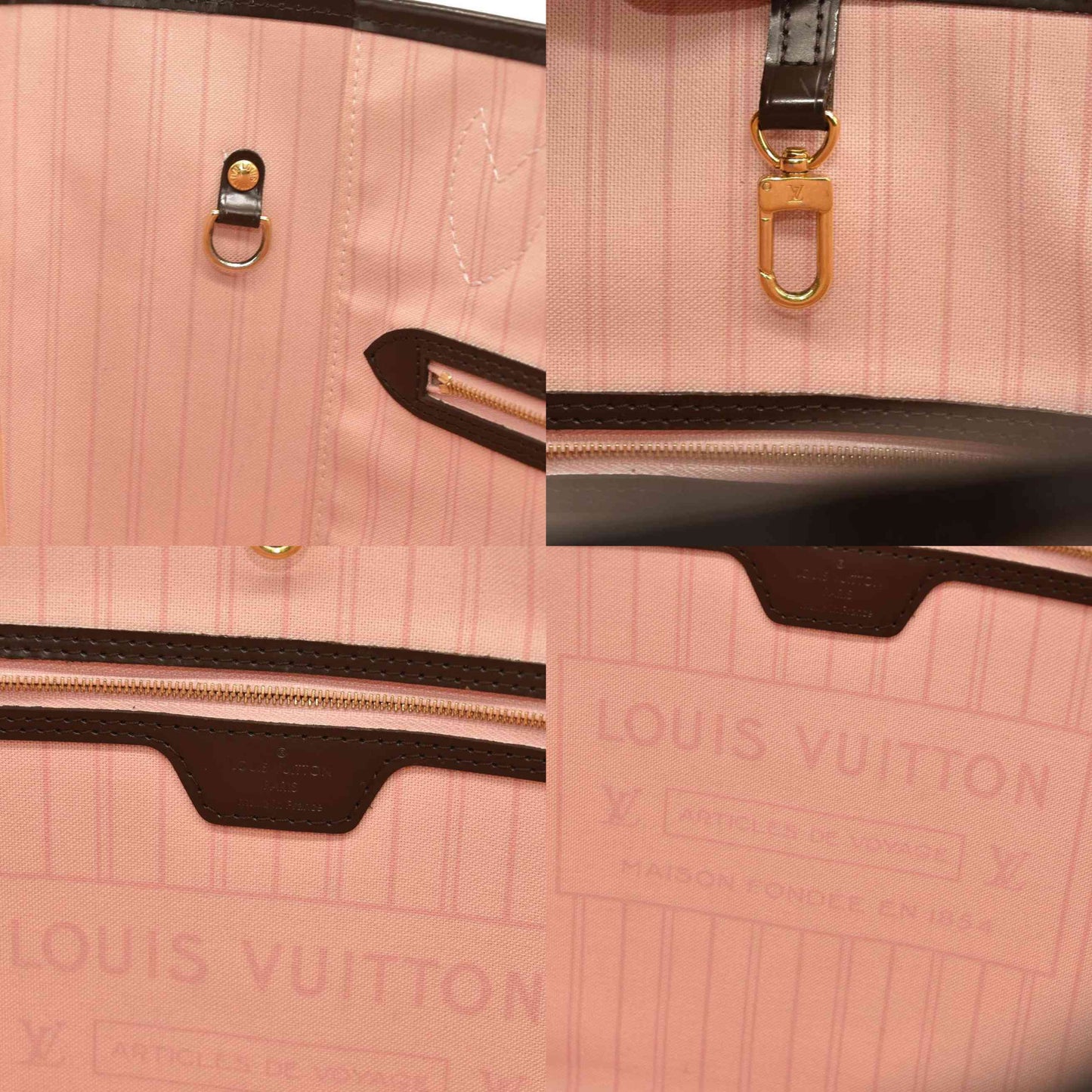 Louis Vuitton  Damier Ebene Neo Neverfull MM Rose Ballerine AR2108