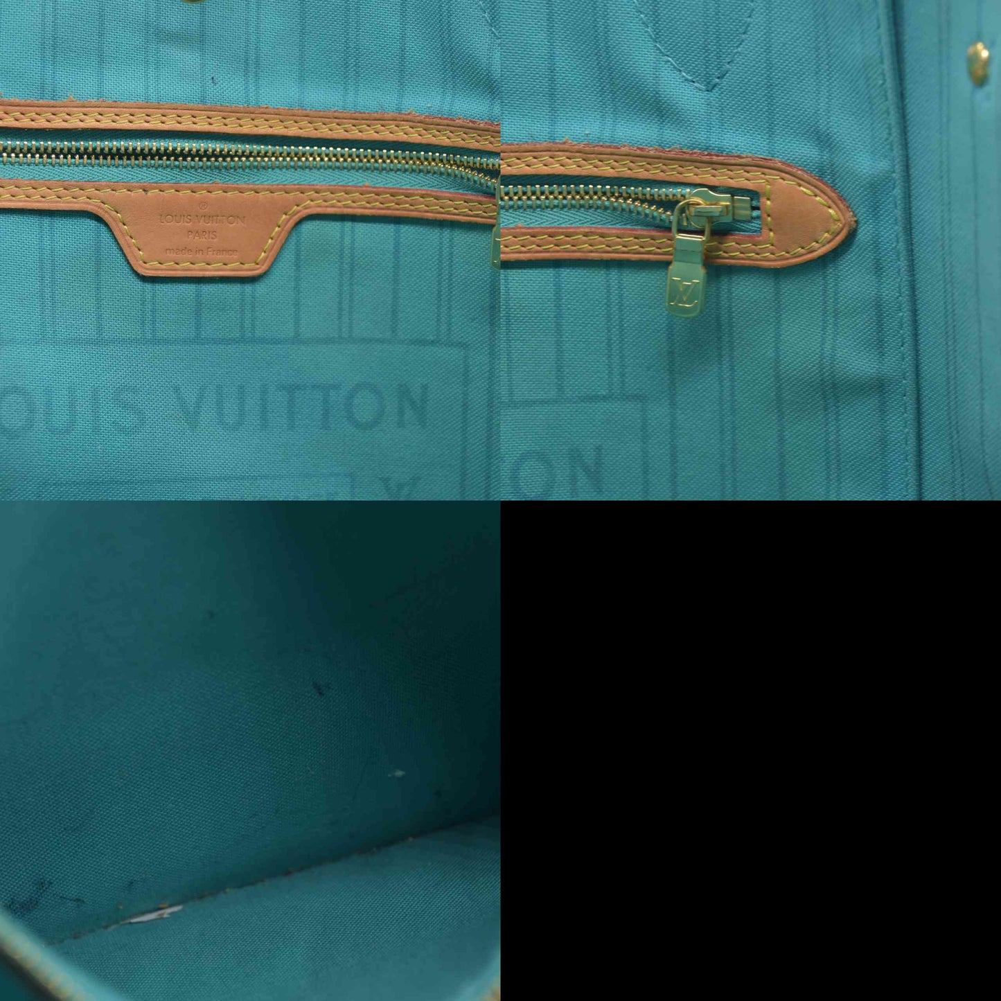 AUCTION $2120 Louis Vuitton  Monogram V Neverfull MM Turquoise
