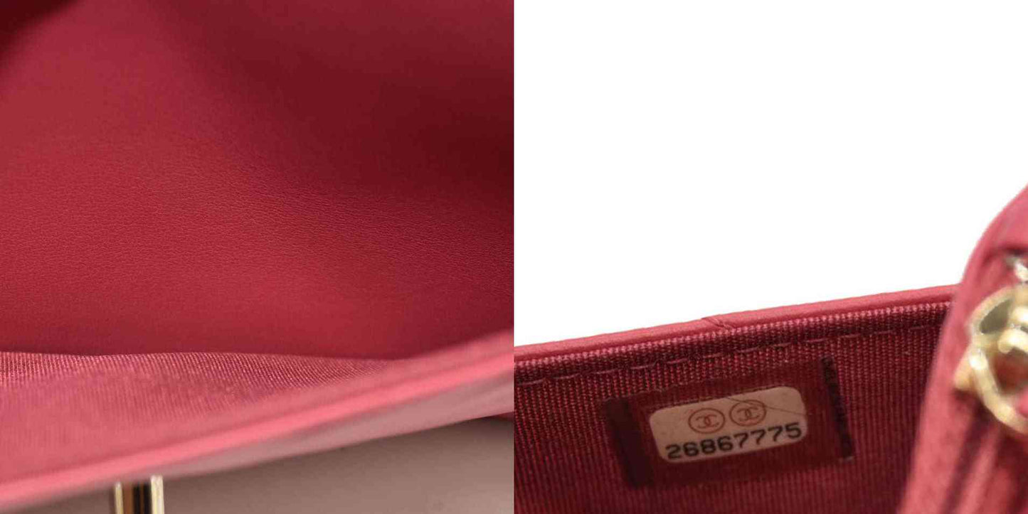 Chanel  Lambskin Chevron Quilted Trendy CC Wallet On Chain WOC Pink 28*