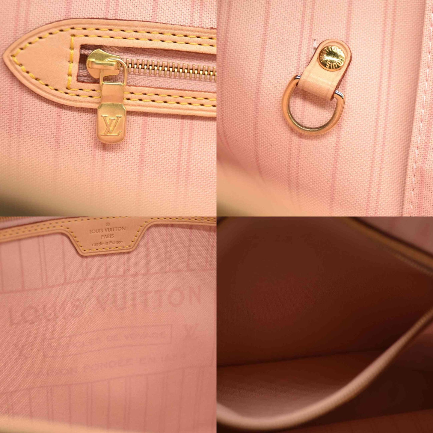 LOUIS VUITTON Damier Azur Neverfull MM Rose Ballerine