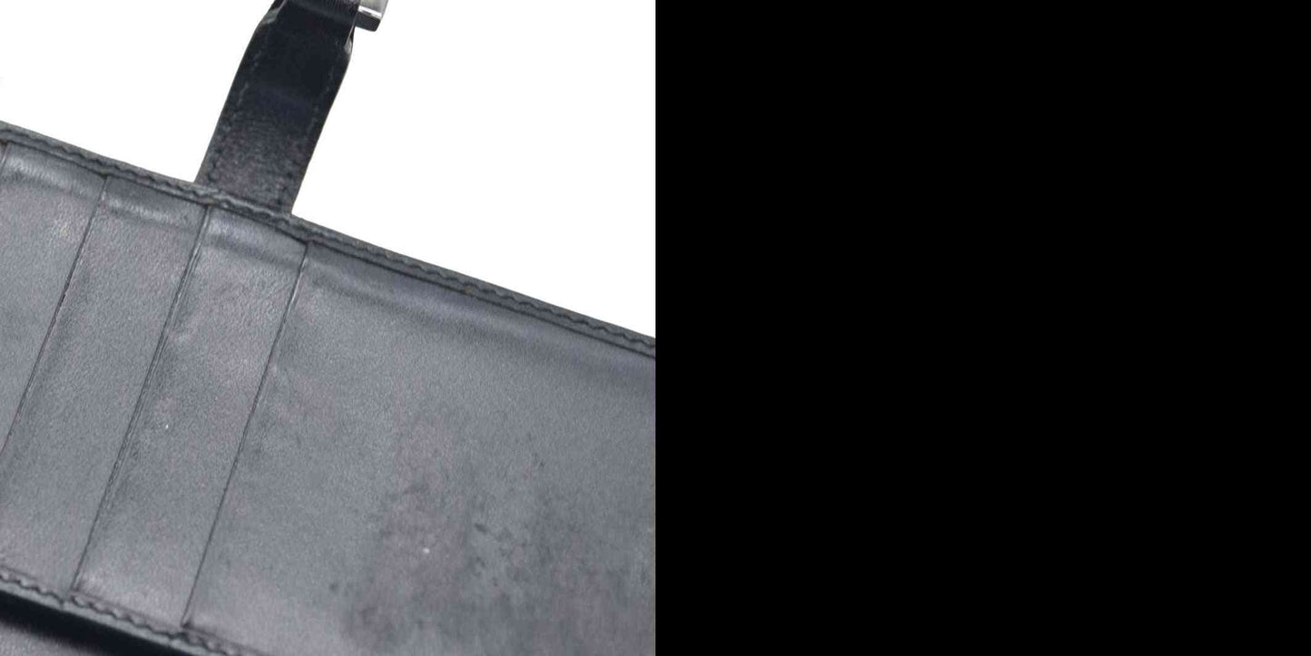 AUCTION $440 Gucci  Denim Calfskin Monogram Blake Continental Wallet Black