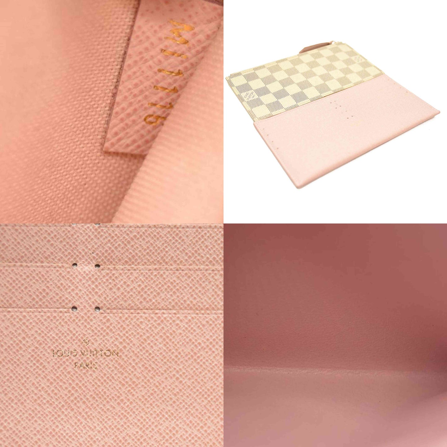 Louis Vuitton  Damier Azur Pochette Felicie Chain Wallet Rose Ballerine  MI1116