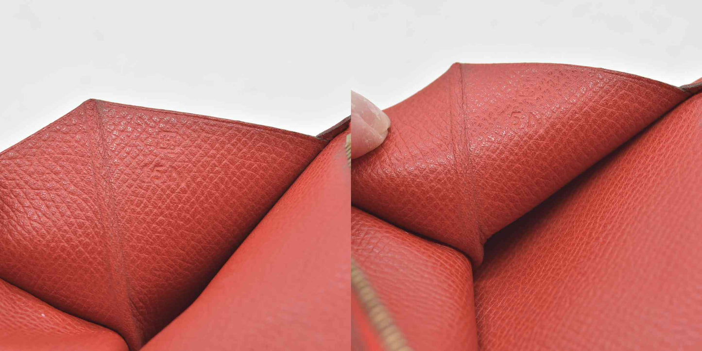 $4100 Hermes Epsom Bearn Gusset Wallet Rouge