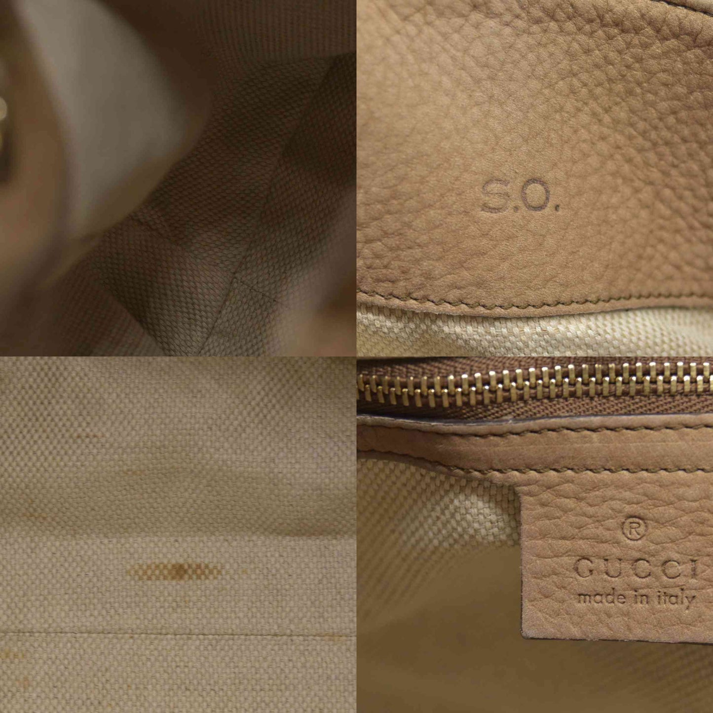$1980 GUCCI Nubuck Medium Soho Double Chain Shoulder Bag Taupe