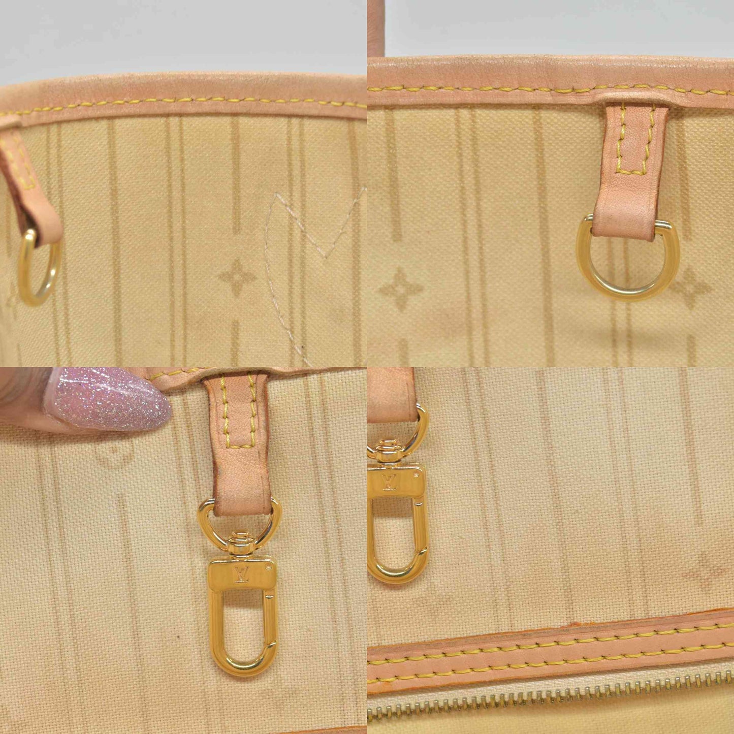 $2170 Louis Vuitton Damier Azur Neverfull MM AR1120 2010