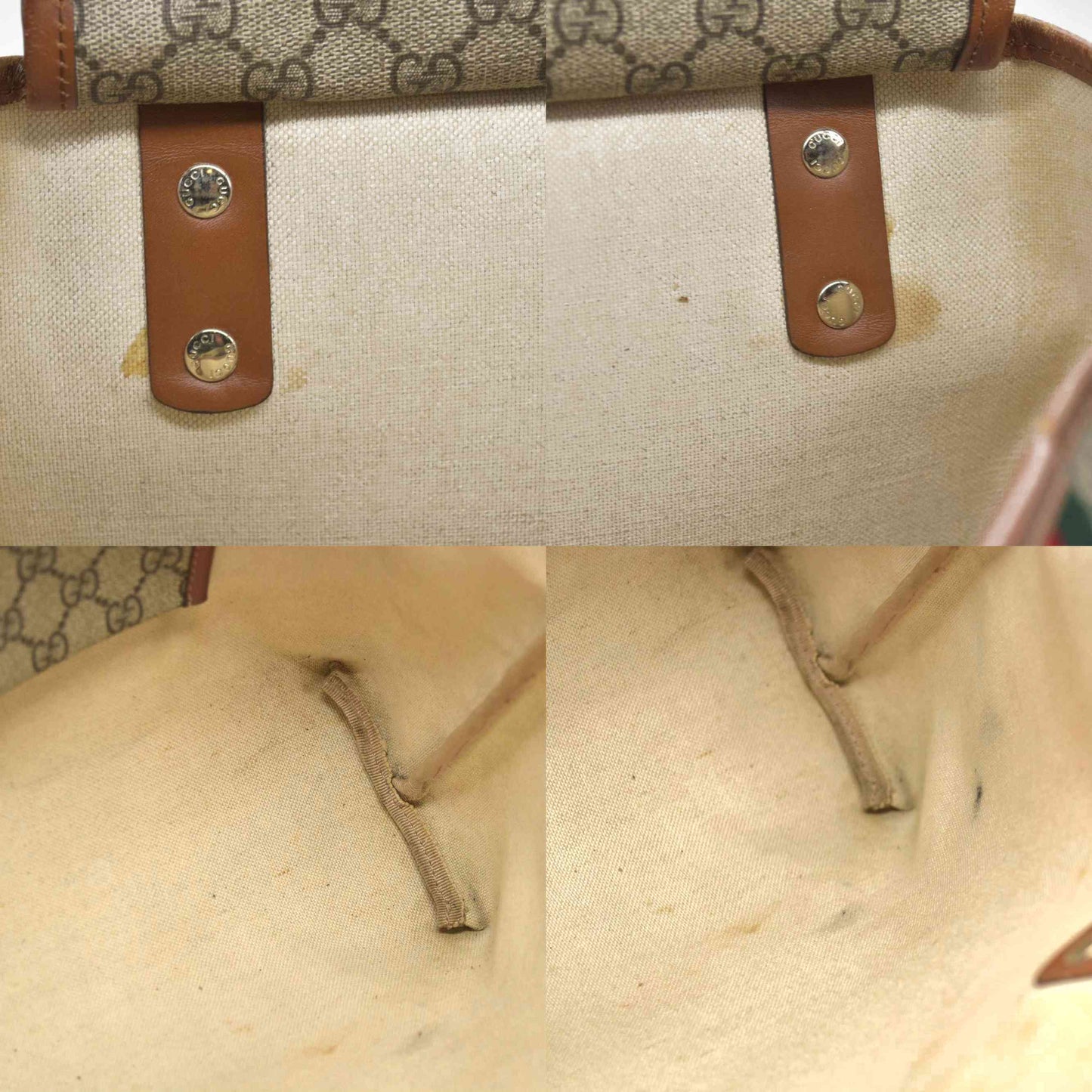 $1490 Gucci GG Plus Monogram Medium Signature Web Loop Tote Brown