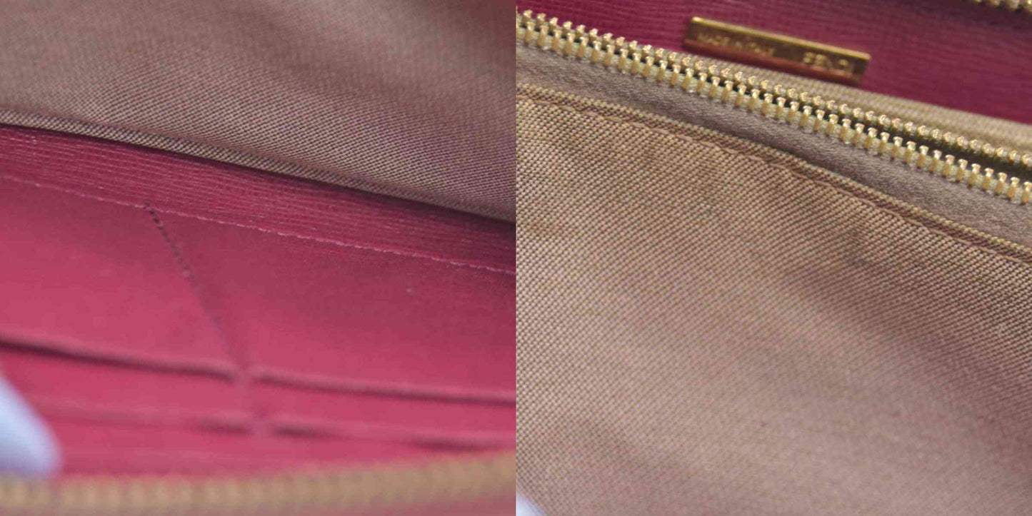 $850 Fendi Amarena Vitello Elite Leather Zippy Wallet CONSIGNMENT
