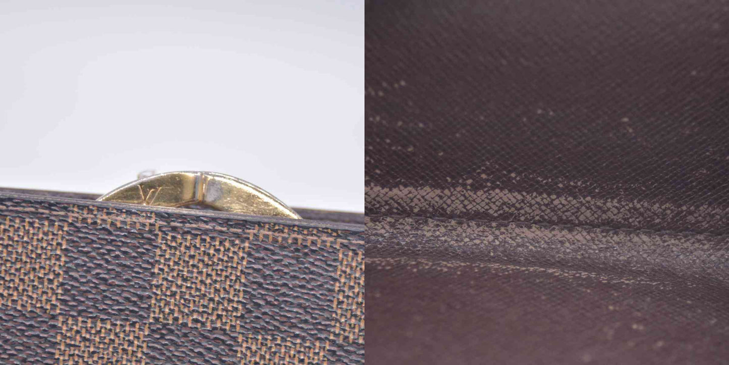 $750 2003 Louis Vuitton Damier Ebene Kisslock French Wallet MI1003 CONSIGNMENT