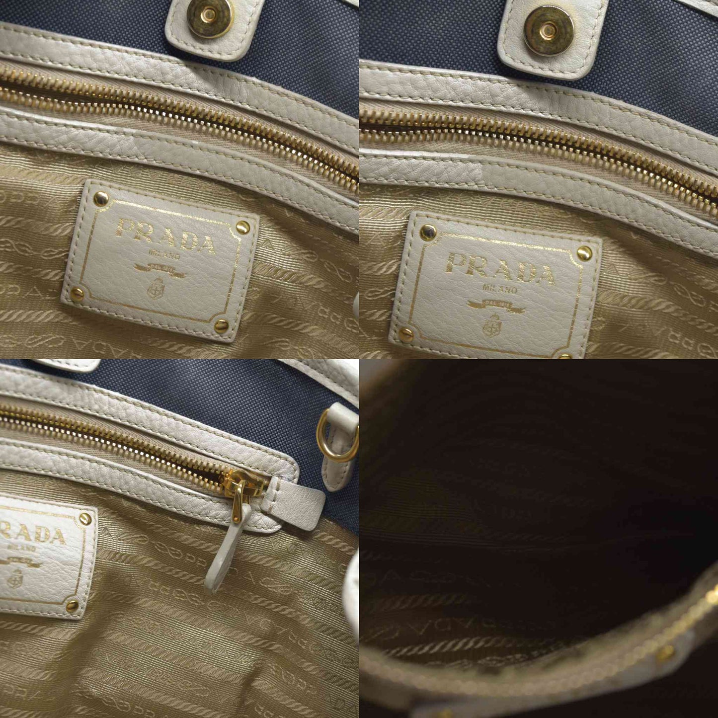 $2400 Prada Canapa Logo Jacquard Handle Bag Blue Denim