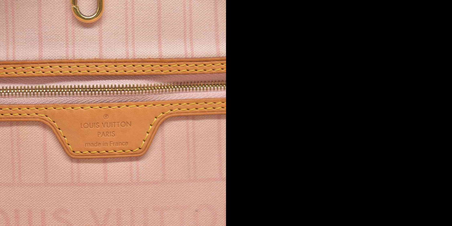 AUCTION $2170 Louis Vuitton  Damier Azur Neo Neverfull MM Rose Ballerine