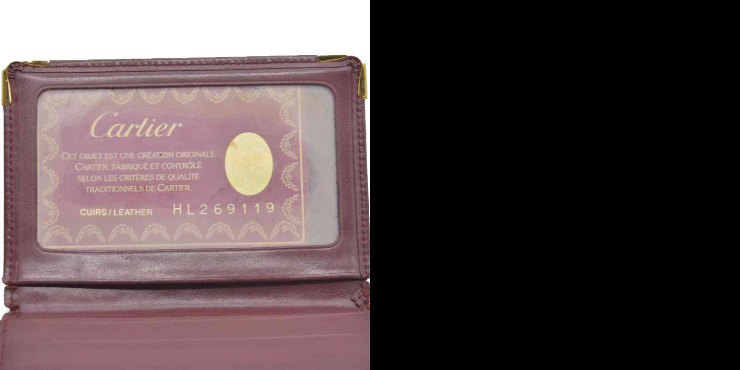 AUCTION $430 Cartier Cartier Burgundy Leather Must de Cartier ID Card Holder