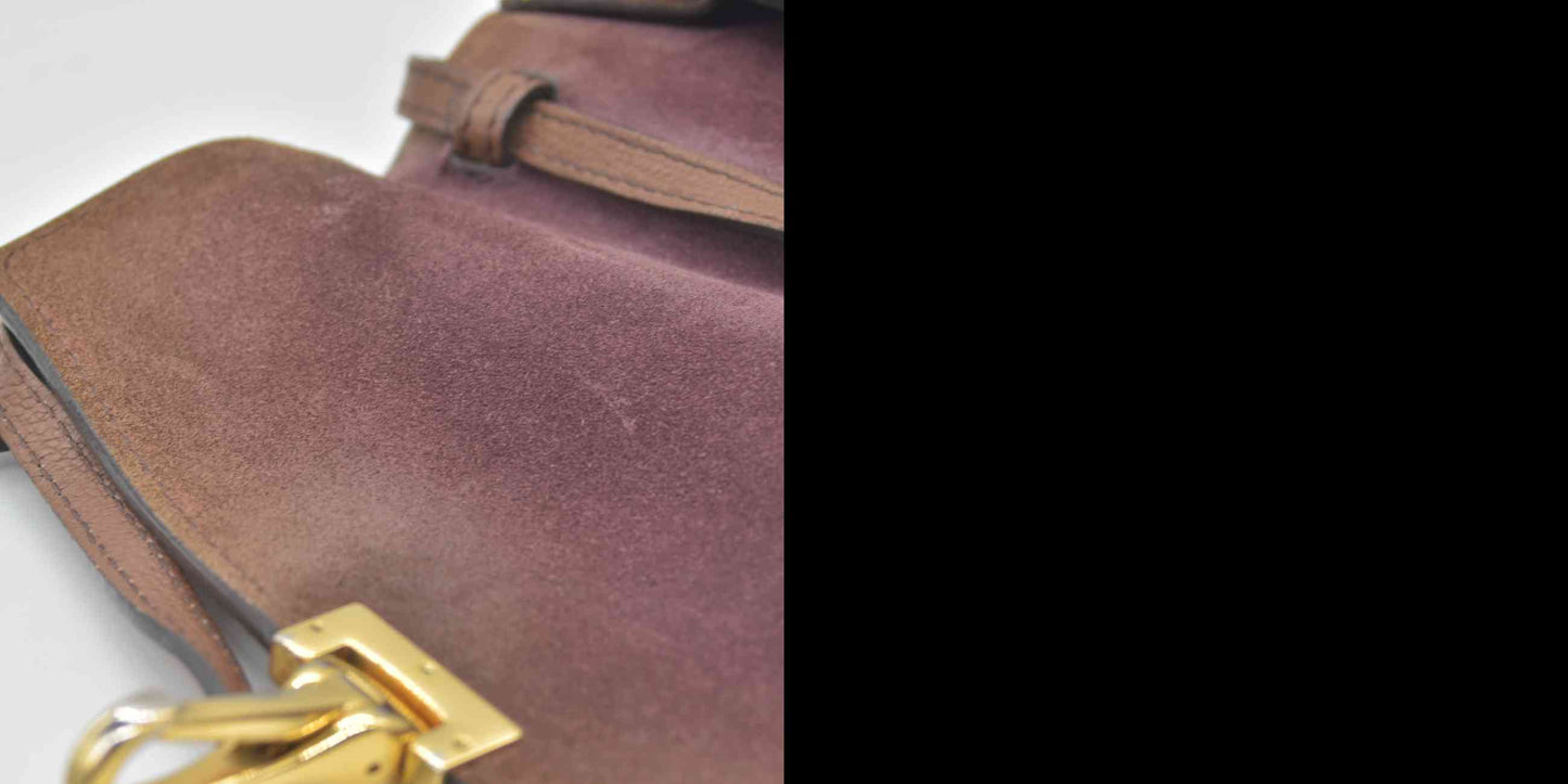$1290 Burberry Derby Calfskin House Check Small Macken Crossbody Bag Tan