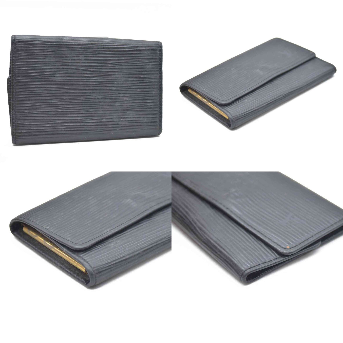 Yves Saint Laurent YSL Logo Leather 6 Ring Key Case Black