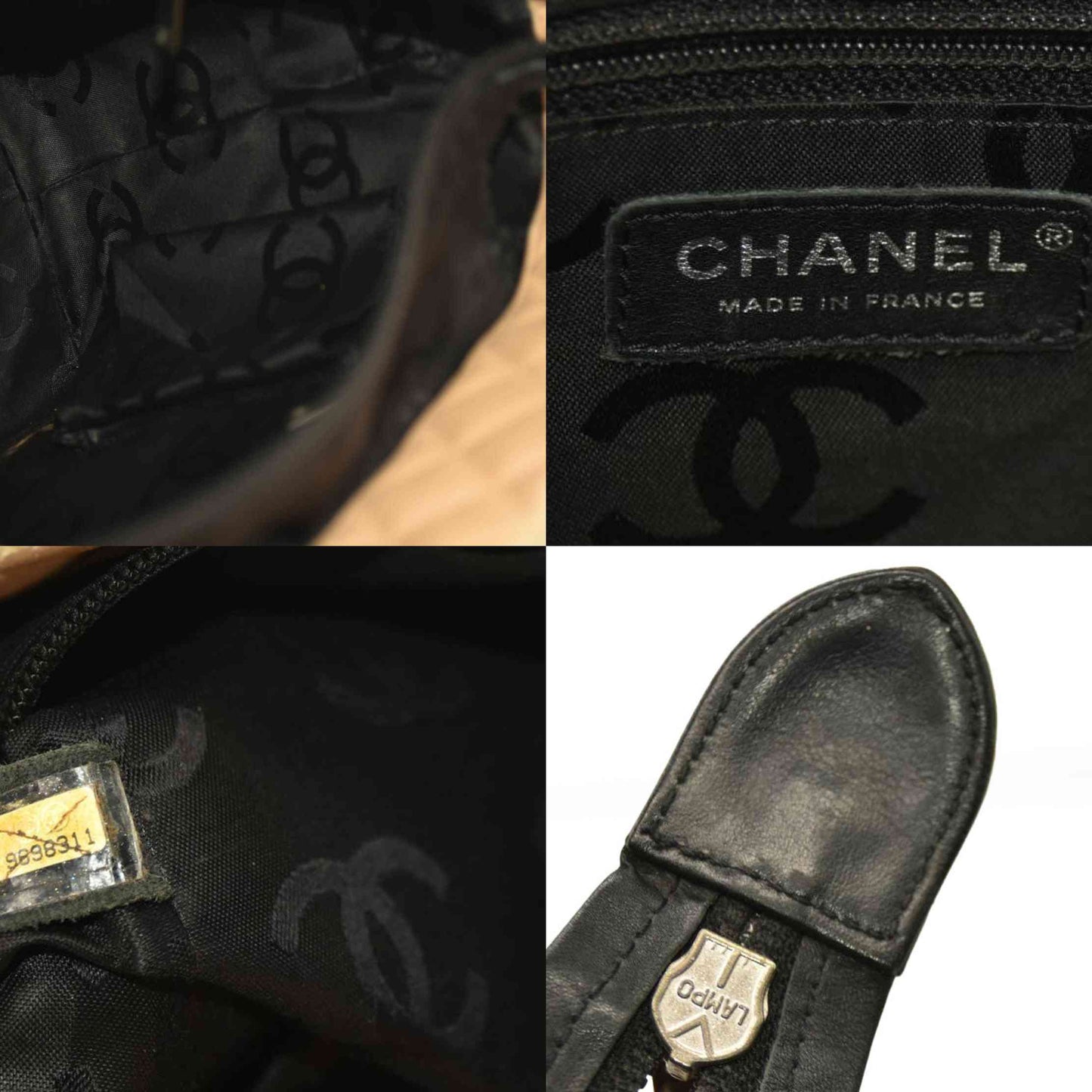$2250 Chanel Calfskin Quilted Medium Cambon Tote Beige Black