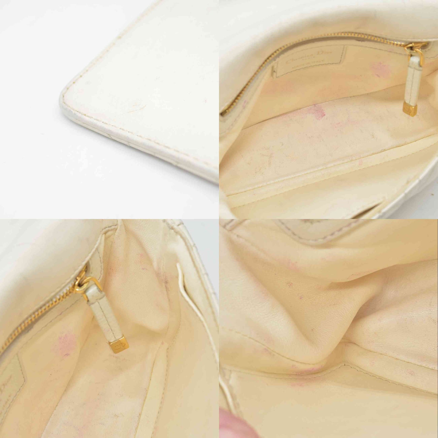 $4400 Christian Dior Lambskin Cannage Small Caro Bag Ivory