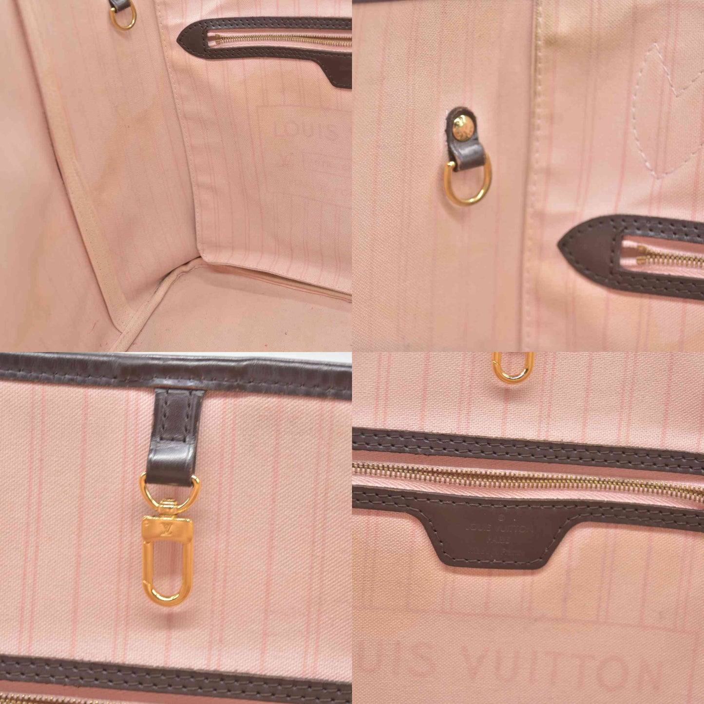 Louis Vuitton  Damier Ebene Neo Neverfull MM Rose Ballerine  AR5016 Tote Pink Interior