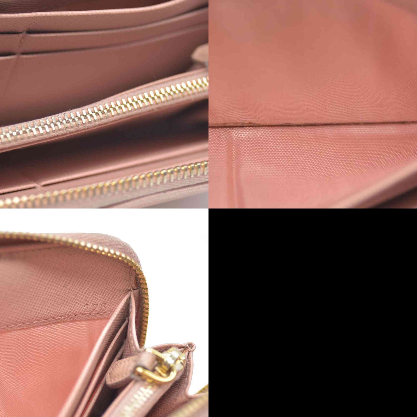 PRADA Saffiano Ribbon Leather Zip Around Long Wallet Pink