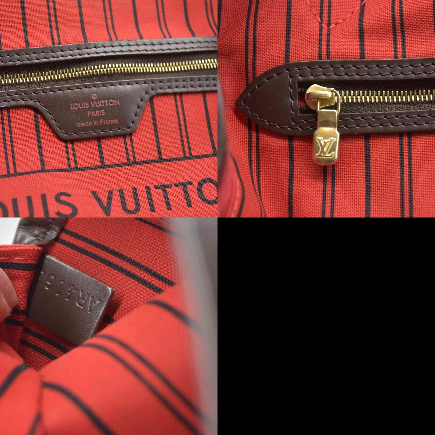 $2190 Louis Vuitton 2016 Damier Ebene Neverfull MM AR4166
