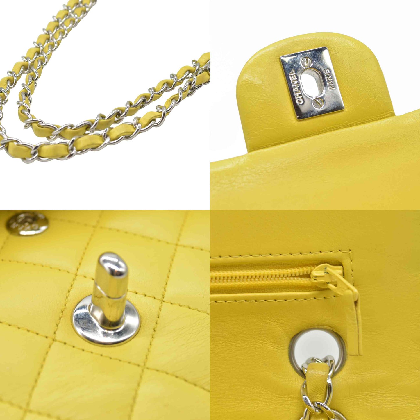 $11300 2010 Chanel Lambskin Quilted Medium Double Flap Yellow CONSIGNMENT