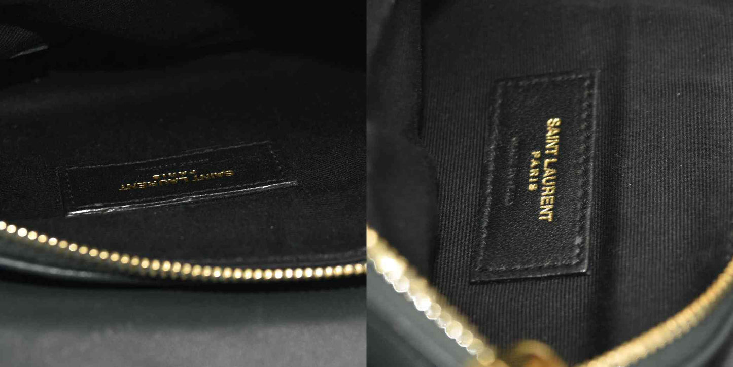 Saint Laurent  Lambskin Diamond Quilted Monogram Angie Chain Bag Smog Grey