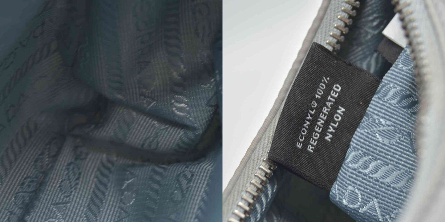 $2250 Prada Nylon Re-Edition 2005 Shoulder Bag Silver